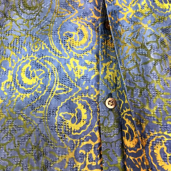 ART BATIK Button Up Blouse Women M Blue VTG Retro Unique Handmade Romantic Y2K - Picture 4 of 10